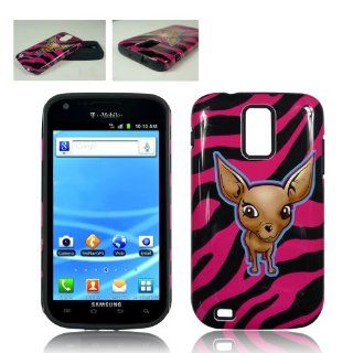 Samsung Galaxy S II S2 S 2 / SGH T989 T Mobile TMobile / Hercules Black and Pink Zebra Stripes with Brown Dog Chihuahua Animal Design Combo Dual Layer Hybrid 2 in 1 Snap On Hard Protective Cover and Silicone Skin Soft Gel Case Cell Phone: Cell Phones &
