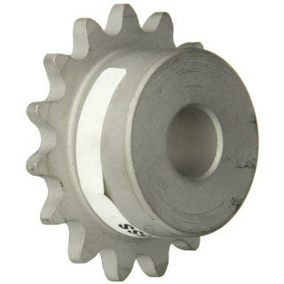 Martin Roller Chain Sprocket, Stainless Steel, Reboreable, Type B Hub, Single Strand, 35 Chain Size, 0.375" Pitch, 15 Teeth, 0.5" Bore Dia., 1.989" OD, 1.344" Hub Dia., 0.168" Width
