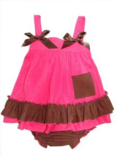 Blue Bullfrogs Baby girls Infant Swing Shirt & Bloomers Brown & Pink 6 12 months: Clothing