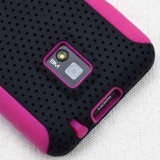 MINITURTLE, 2 in 1 Dual Layer Mesh Hybrid Hard Phone Case Cover and Clear Screen Protector Film for Android Smartphone TMobile G2x / LG Optimus 2x P 990 P 999 (Black / Pink): Cell Phones & Accessories