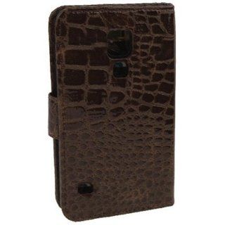 Crocodile Leather Case Wallet Style with Card Holder for Samsung Galaxy S4   Coffee: Computers & Accessories