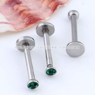 Lot 16g Czech Crystal 316l Steel Labret Lip Ring Stud Barbell Body Piercing Punk Peacock Green 10pcs  Other Products  
