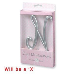 Large Silver tone Monogram Letter X Cake Topper: Jewelry