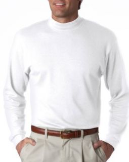 UltraClub Men's Egyptian Interlock Long Sleeve Mock Turtleneck   White   Medium at  Mens Clothing store