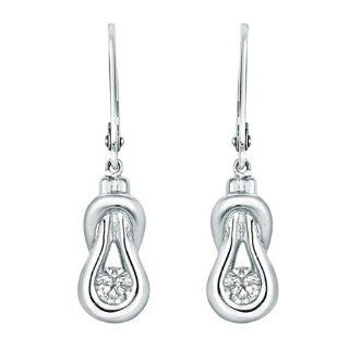 Diamond Solitaire Dangling Leverback Earrings White Gold 10K 0.33CT HI I2 New: Jewelry