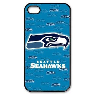 Custom NFL Seattle Seahawks iPhone 4 4s Hard Cover Case Seahawks team logo black&white: Cell Phones & Accessories