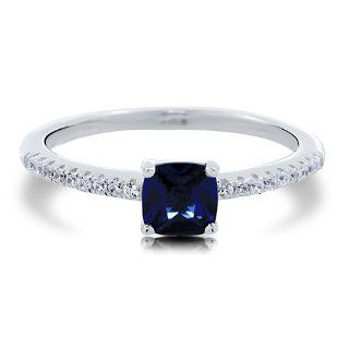 BERRICLE Cushion CZ Simulated Sapphire 925 Silver Solitaire Fashion Right Hand Ring 0.46ct Engagement Rings Jewelry
