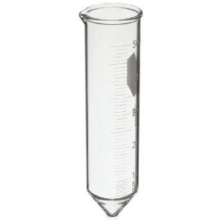 Kimax 45186 50 Glass Conical Bottom 50mL Graduated Centrifuge Tube with Short Tapered Bottom and Pour Spout, Calibrated 'To Contain', Clear, Case of 12 Science Lab Centrifuge Tubes