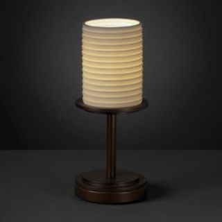 Justice Design POR 8798 10 OVAL DBRZ Dakota   One Light Short Table Lamp, Impression Option: Oval Shade Impression, Choose Finish: Dark Bronze Finish, Choose Lamping Option: Standard Lamping    