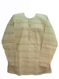 Men's Creme Indian Natural Bohemian Cotton Kurta Tunic: World Apparel: Clothing