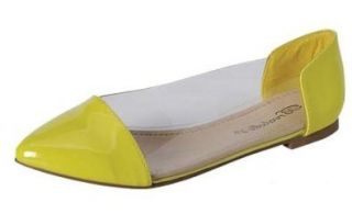 Breckelle Dia 04 Yellow Neon Lucite Pointy Toe Ballet Flat StyleUpGirl Shoes