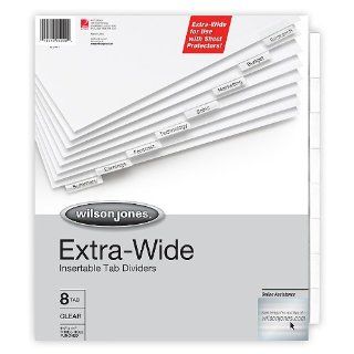 Wilson Jones Oversized Insertable Dividers, 9 1/2 Inch x 11 Inch Sheets, 8 Tab Set, Clear Tabs, Reinforced Binding Edge (W55209)  Binder Index Dividers 