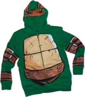Michelangelo Costume    Teenage Mutant Ninja Turtles Hoodie Zipper Fleece Eye Panel Mask Sweatshirt, XX Large Clothing