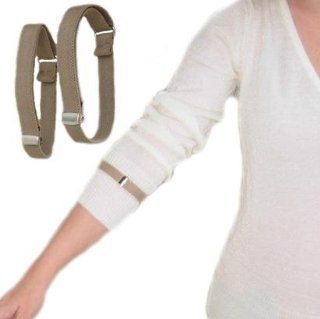 Light Khaki Elastic Adjustable Armbands / Shirt Garters / Sleeve Hold Ups   Unisex: Beauty