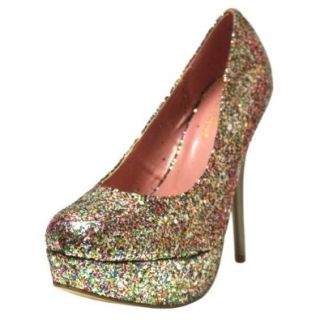 Luxury Divas Sexy Multi Color Glitter Platform High Heel Pumps Size 9: Shoes