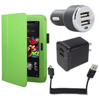 EEEKit 4 in 1 Accessories Bundle for Kindle Fire HD 8.9 Inch Tablet, Green Stand Case Cover + 2 USB Port Car Charger + Dual USB AC Wall Charger Adapter 5V 2.1A / 1A + Micro USB Male to USB A Male Spring Cable 18cm: Computers & Accessories