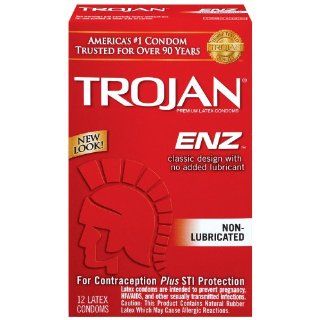 Trojan Enz Non lubricated Condoms, 12 Count Package Health & Personal Care