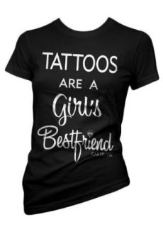 Cartel Ink TATTOOS ARE A GIRLS BEST FRIEND Women's Black Cotton T Shirt MEDIUM at  Womens Clothing store