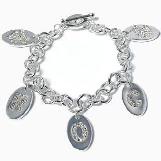 Rocawear Sterling Silver Plated Rw Flame Disc Charm Bracelet: Bangle Bracelets: Jewelry