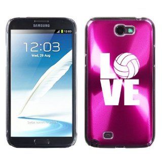 Samsung Galaxy Note 2 II N7100 Hot Pink 2F1881 Aluminum Plated Hard Case LOVE Volleyball: Cell Phones & Accessories