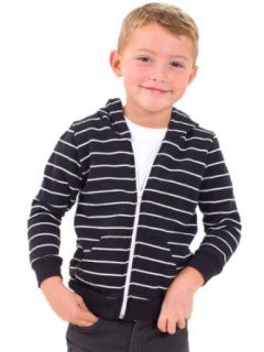 American Apparel Kids Striped Fleece Zip Hoodie   Almost Black White Stripe / 4 Years: Athletic Hoodies: Clothing