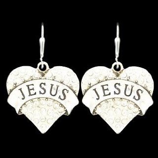 From the Heart Clear Crystal Rhinestone Heart Earrings with Jesus engraved across the Center..Rhinestones Sparkling!!Wonderful Easter, Religious, or Any Day Gift. : Sports Fan Earrings : Sports & Outdoors