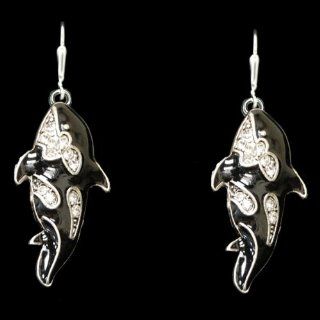 From the Heart Crystal Rhinestone Whale Earrings. Black with Silver toned Metal & approximately 1 1/4 inches long..Beautiful!!!!! Fun Sweet Gift for the Woman you Love,your co worker, or friend! Will Mail in Gift Box ! Perfect Gift for the Aquatic Love