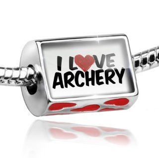 Bead with Hearts I Love Archery   Charm Fit All European Bracelets , Neonblond: NEONBLOND: Jewelry