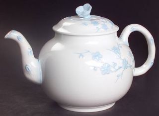 Spode Geisha Light Blue Teapot & Lid, Fine China Dinnerware   Blanche De Chine,