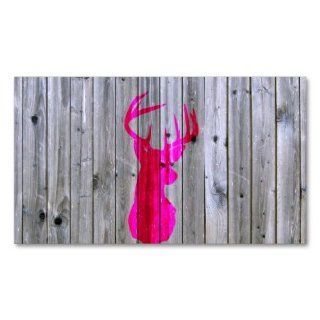 Bright Pink Hipster Vintage Deer Head Gray wood Business Cards : Business Card Stock : Office Products