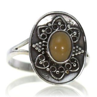 Opal Ring (size: 9) Handmade 925 Sterling Silver natural hand cut Opal color Brown 3g, Nickel and Cadmium Free, artisan unique handcrafted silver ring jewelry for women   one of a kind world wide item with original natural Opal gemstone   only 1 piece avai