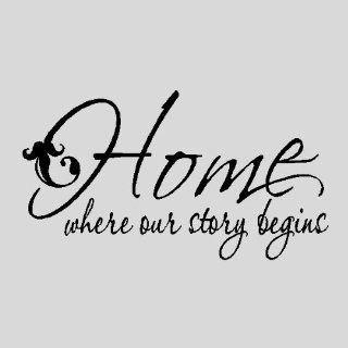 Home where our story begins.Family Wall Quotes Words Sayings Removable Wall Lettering ( 13" X 23"), BLACK   Wall Decor