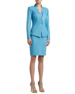 St. John Collection Corded Shimmer Knit Fitted Jacket & Corset Seam Dress