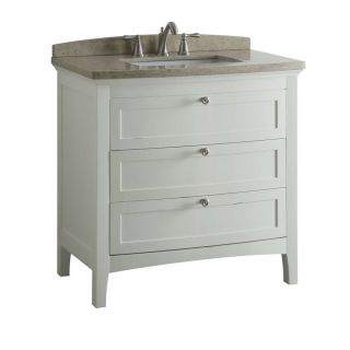 allen + roth Norbury 36 in x 22 in White with Weathered Edges Undermount Single Sink Bathroom Vanity with Engineered Stone Top