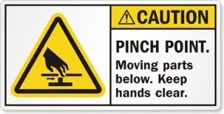PINCH POINT. Moving parts below. Keep hands clear., Laminated Vinyl Labels, 5.5" x 2.75" : Office Products : Office Products