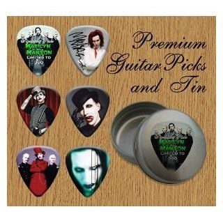 Printed Picks Company Marilyn Manson 6 Signature Double Sided Guitar Picks in Pick Tin: Musical Instruments