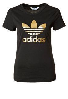 adidas Originals   TREFOIL   Print T shirt   black/metallic gold
