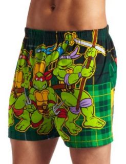 Briefly Stated Men's TMNT Patchwork Plaid Boxer, Multi, X Large: Clothing