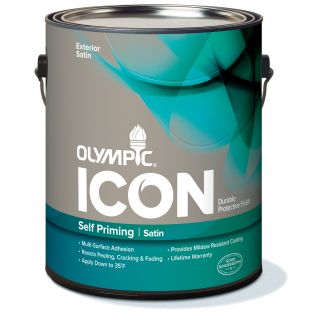 Olympic 114 fl oz Exterior Satin White Latex Base Paint with Mildew Resistant Finish