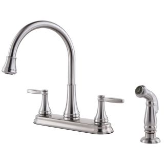 Pfister Glenfield Stainless Steel 2 Handle High Arc Kitchen Faucet Side with Side Spray