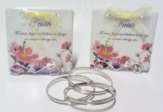Birthday or Teacher Gift Inspirational Ceramic Plaque Reading Faith   To Trust, Hope and Believe in Things We Cannot Always See with a Set of 3 Silver Bangle Bracelets : Wedding Ceremony Accessories : Everything Else