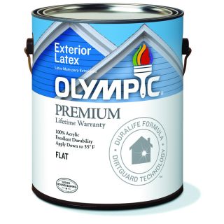 Olympic 1 Gallon Exterior Flat White Latex Base Paint