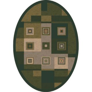 Milliken Bloques 7 ft 8 in x 10 ft 9 in Oval Green Geometric Area Rug