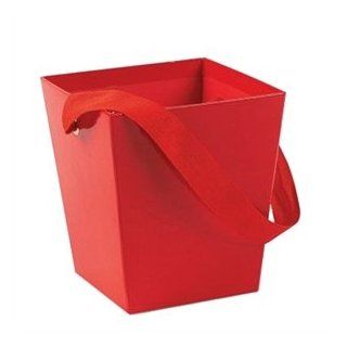 Red Cardboard Bucket W/Ribbon Handle (6 Pcs)   Bulk [Toy] : Everything Else