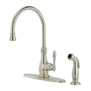 Pfister Alina Stainless Steel 1 Handle High Arc Kitchen Faucet Side with Side Spray