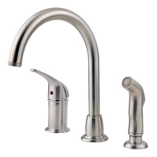 Pfister Classic Stainless Steel 1 Handle High Arc Kitchen Faucet Side with Side Spray