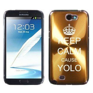 Samsung Galaxy Note 2 II N7100 Gold 2F1690 Aluminum Plated Hard Case Keep Calm Cause YOLO: Cell Phones & Accessories