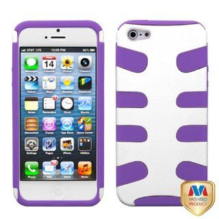 Hard Plastic Snap on Cover Fits Apple iPhone 5 5S Rubberized Solid Ivory White/Electric Purple Fishbone Plus A Free LCD Screen Protector AT&T, Cricket, Sprint, Verizon (does NOT fit Apple iPhone or iPhone 3G/3GS or iPhone 4/4S or iPhone 5C): Cell Phone