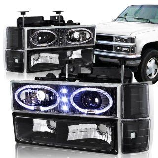 94 98 Chevy Trucks, 95 99 Chevy Tahoe Black Housing Halo Projector Headlight, Bumper Light, and Corner Light 8PC Combo: Automotive
