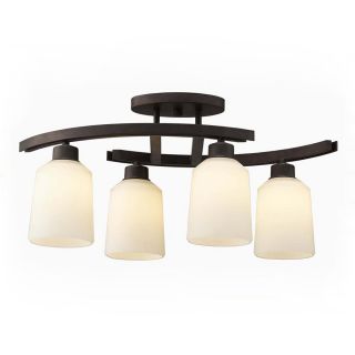 Canarm Quincy 24.75 in W 4 Light Oil Rubbed Bronze Kitchen Island Light with White Shade